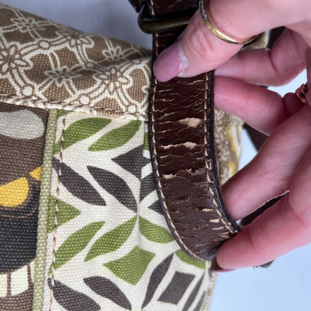 Fossil Brown Canvas Floral Patchwork Crossbody Bag - image 11